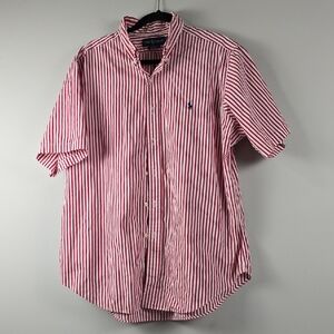Vintage Ralph Lauren Red and White Candy Stripe Casual Button Down Shirt XL